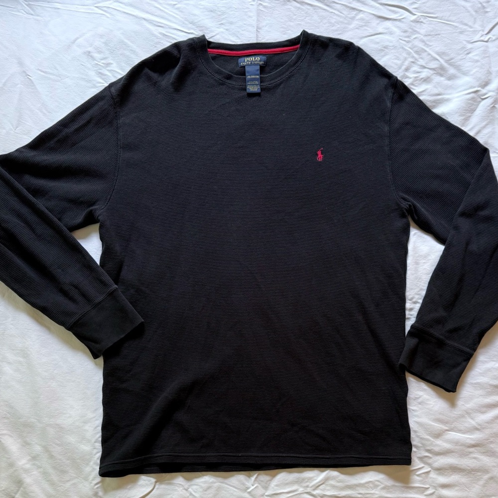 Polo Ralph Lauren Black Long Sleeve Shirt with Red Emblem